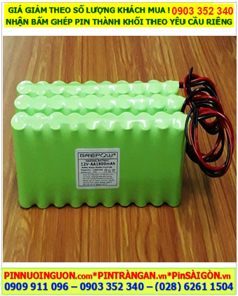Pin sạc 12v-AA1800mAh, Pin nuôi nguồn 12v-AA1800mAh, Pin sạc GREPOW 12v-AA1800mAh chính hãng